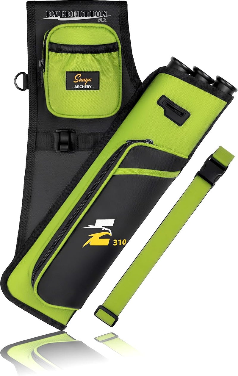 Sunya Archery Hip Quiver for Arrows. Includes 3 Tubes Arrow Holder, Accessories Pockets and Waist Belt. Fit for Compound and Recurve Bow Practice. - Image 1